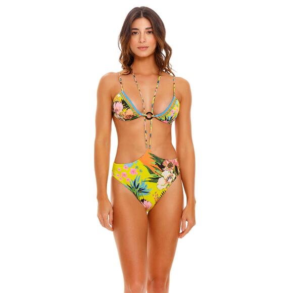 NEW Agua Bendita Anya Waist Strap Bikini Bottom Floral Tropical Size Large - Picture 2 of 12